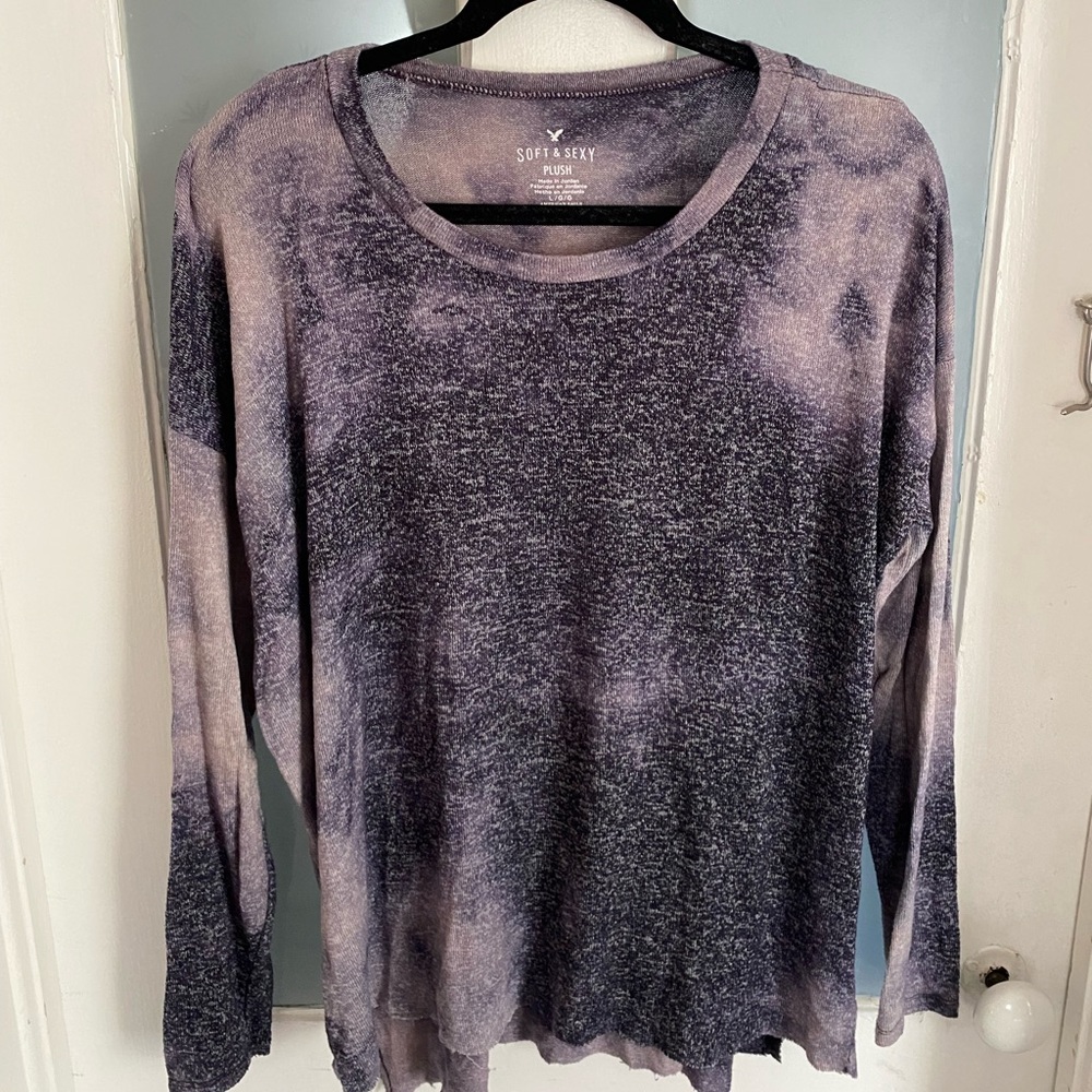 AMERICAN EAGLE Purple Tie Dye Long Sleeve